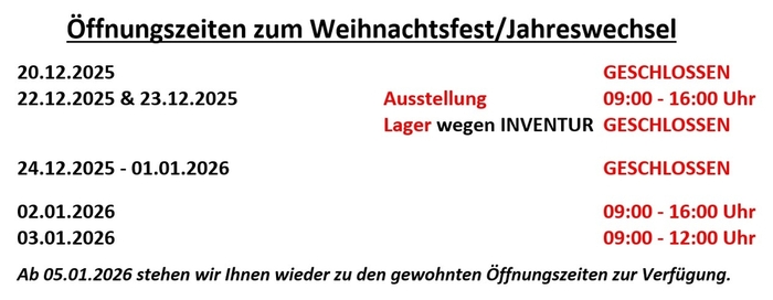 Öffnungszeiten Weihnachten 2025